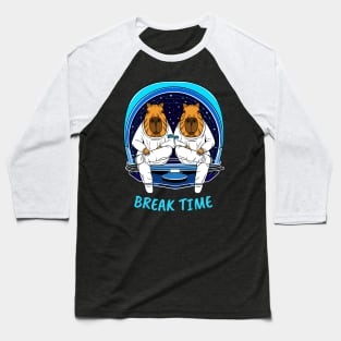 Break Time, Cute Capybara Astronauts Baseball T-Shirt